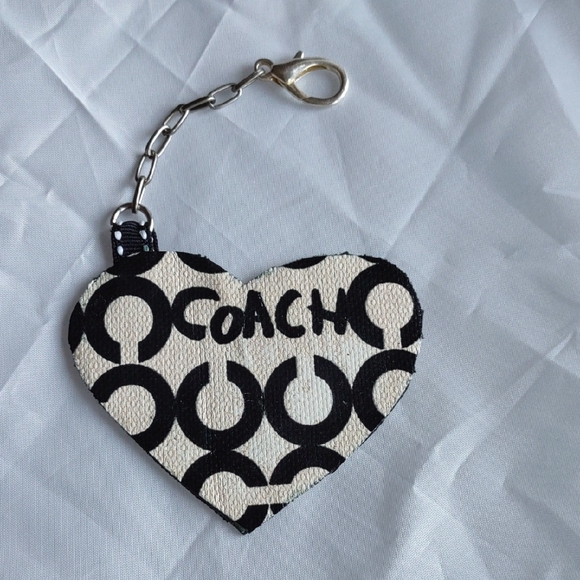 Coach Monogram Heart Keychain in Black and White (Upcycled) - Picture 1 of 7